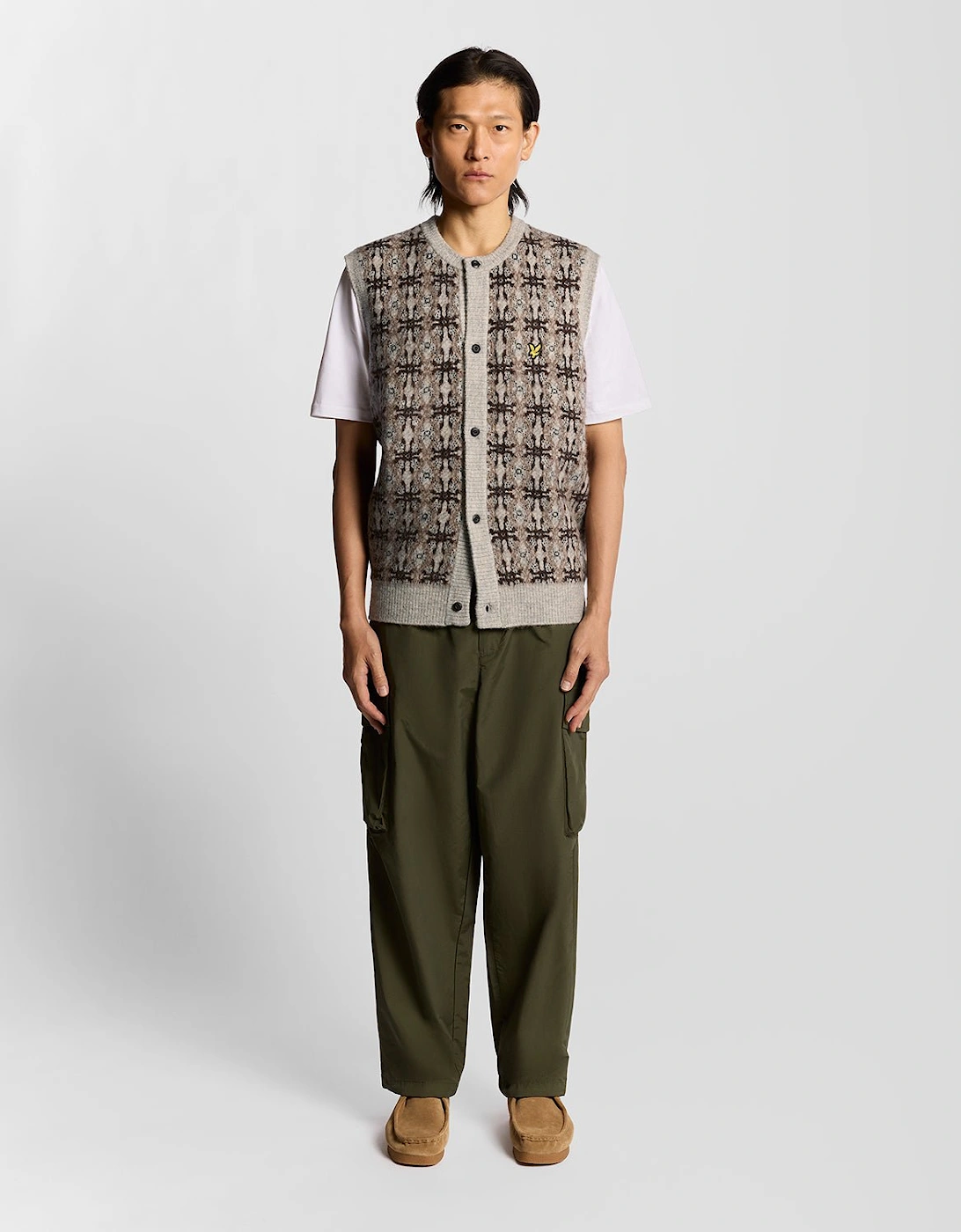 Brushed Intarsia Knitted Cardigan, 7 of 6