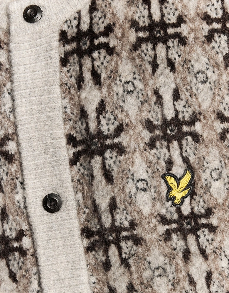Brushed Intarsia Knitted Cardigan