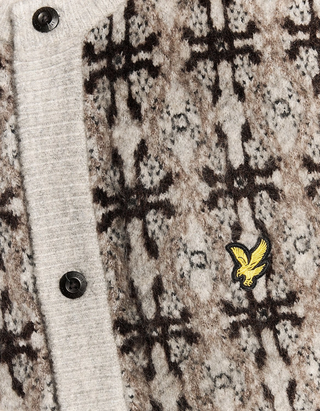 Brushed Intarsia Knitted Cardigan
