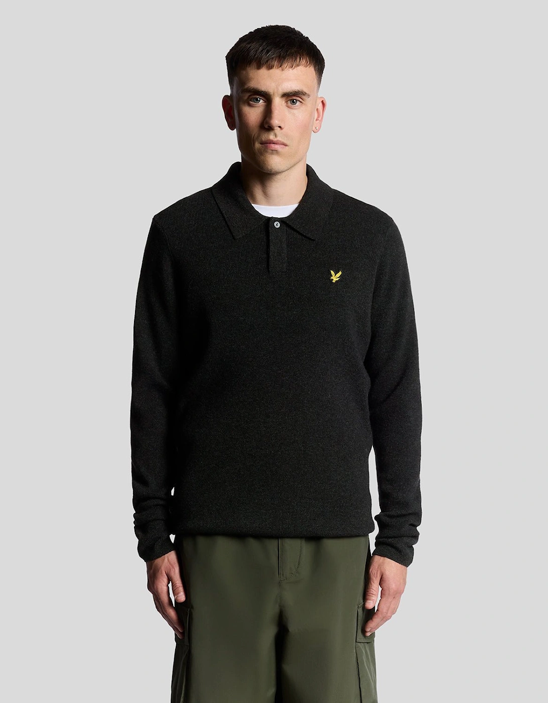 Lyle And Scott Men's Lambswool Blend Rugby Jumper - Black - Size: XXL