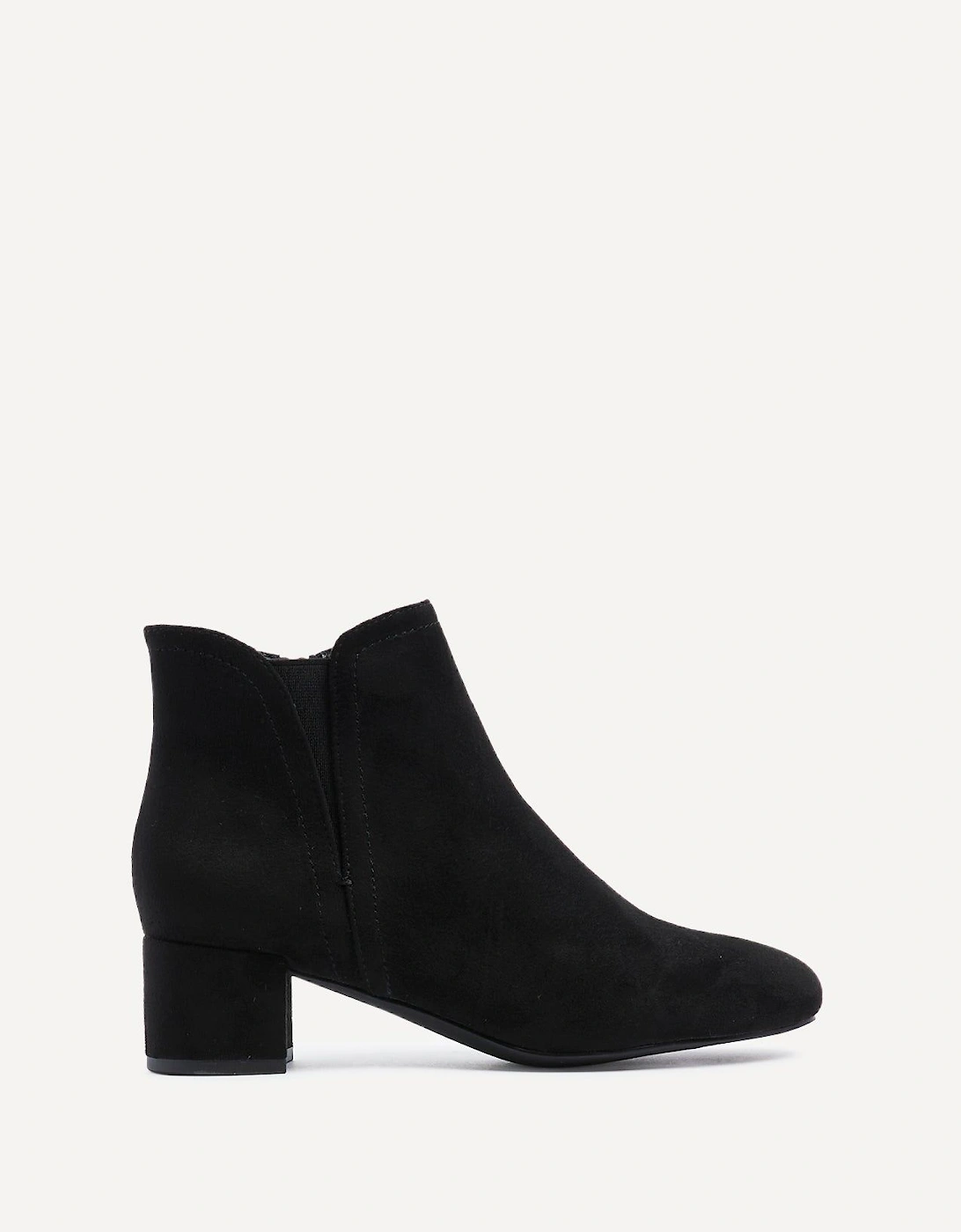 Manor Black Faux Suede Block Heeled Ankle Boot, 2 of 1