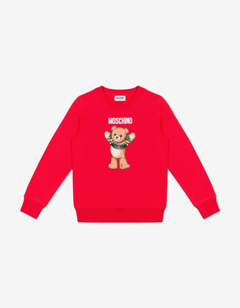 Kids Seasonal Teddy Sweatshirt in Red