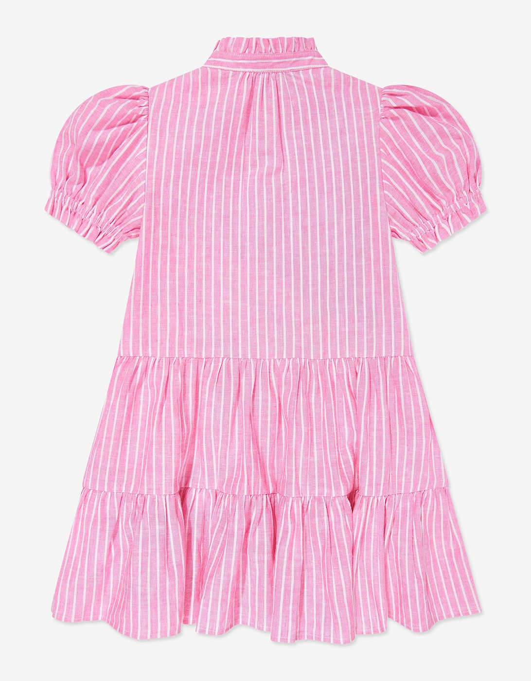 Girls Striped Tier Shirt Dress in Pink