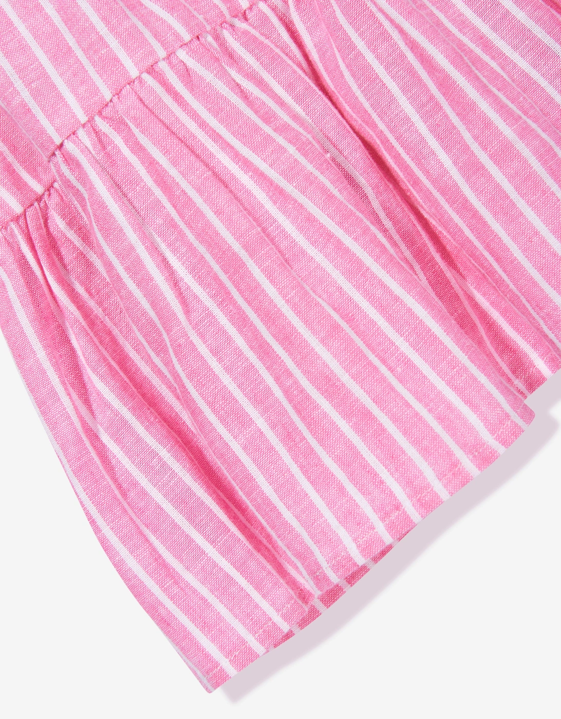 Girls Striped Tier Shirt Dress in Pink