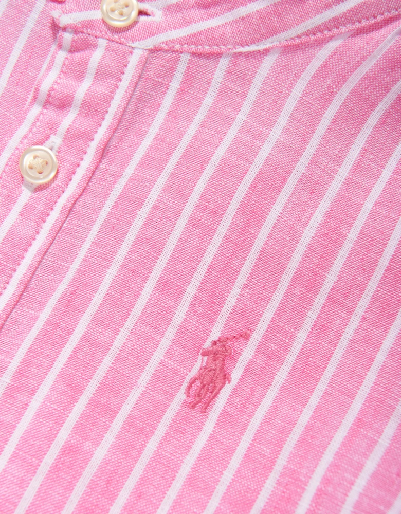Girls Striped Tier Shirt Dress in Pink
