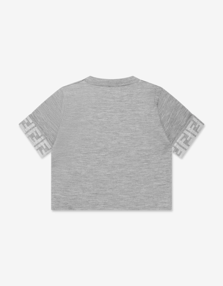 Girls Knitted FF Logo Jumper in Grey