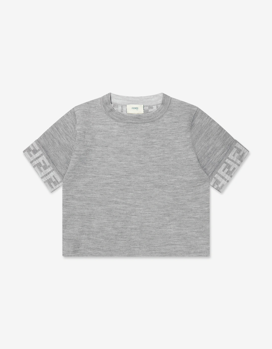 Fendi Girls Grey  Knitted Ff Logo Jumper  - Size 12 Years Kids
