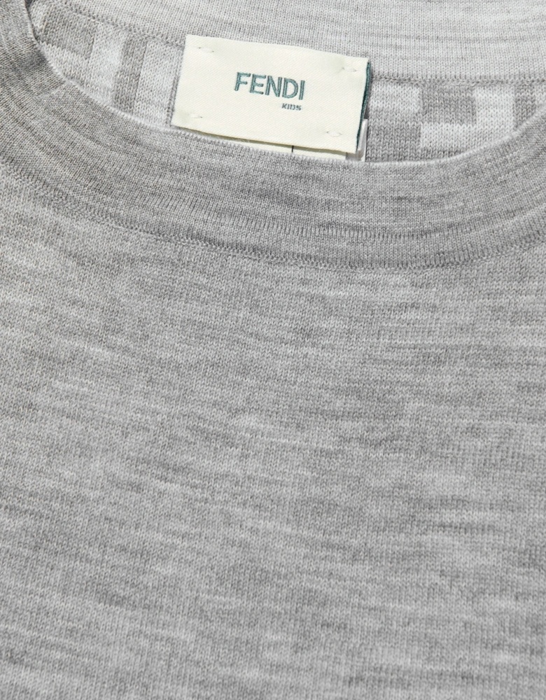 Girls Knitted FF Logo Jumper in Grey