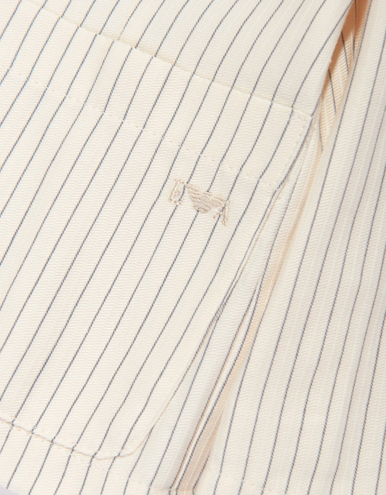 Boys Striped Linen Blazer in Ivory