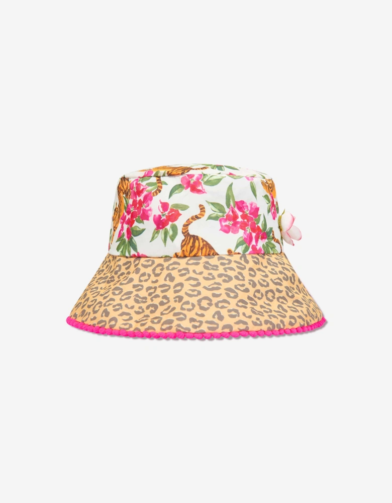 Girls Floral Tiger Bucket Hat in Multicolour