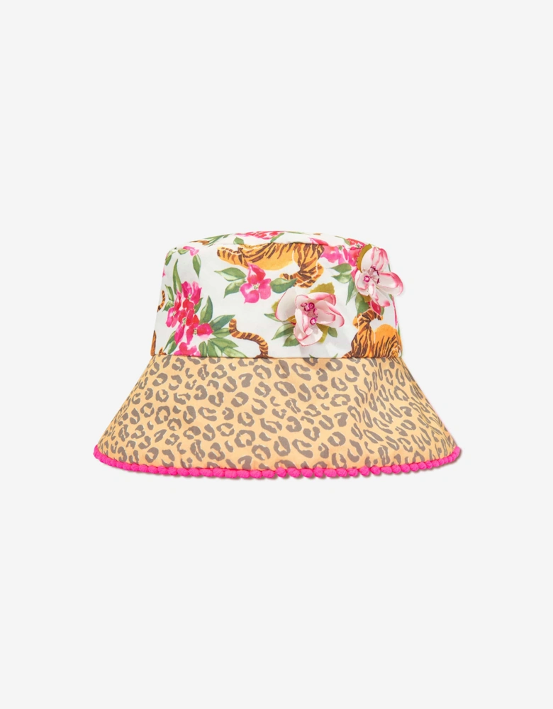 Girls Floral Tiger Bucket Hat in Multicolour
