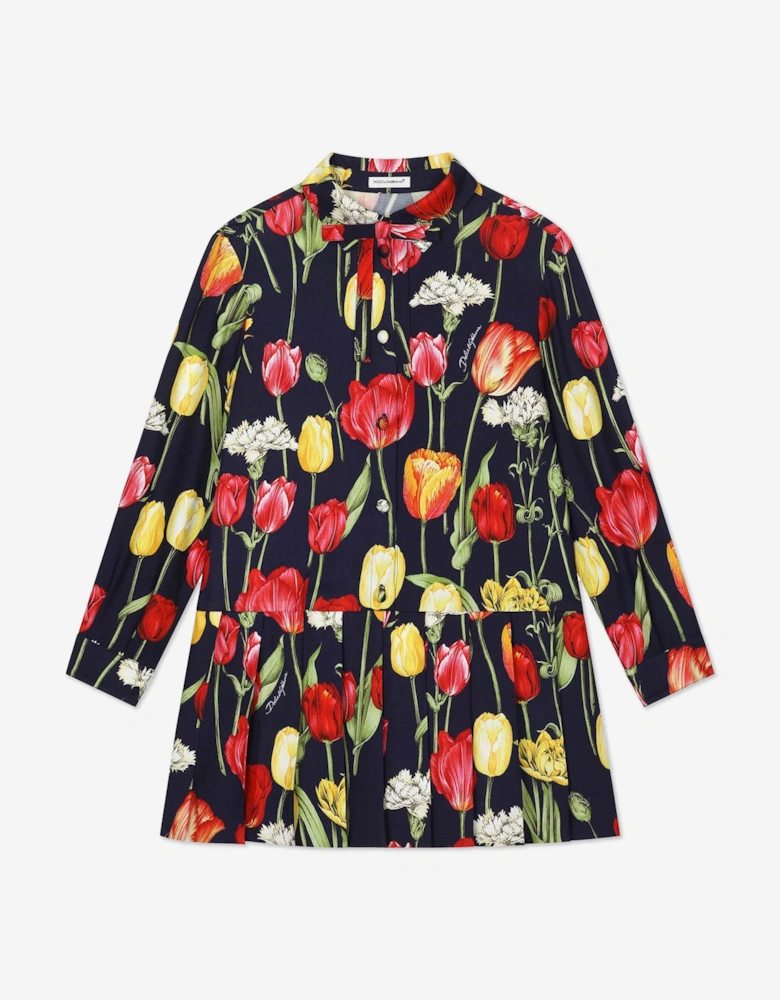 Girls Tulip Print Dress in Multicolour