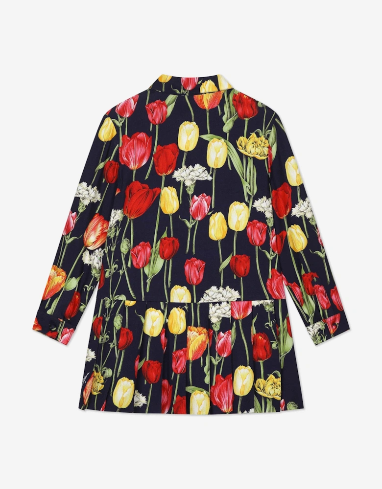 Girls Tulip Print Dress in Multicolour