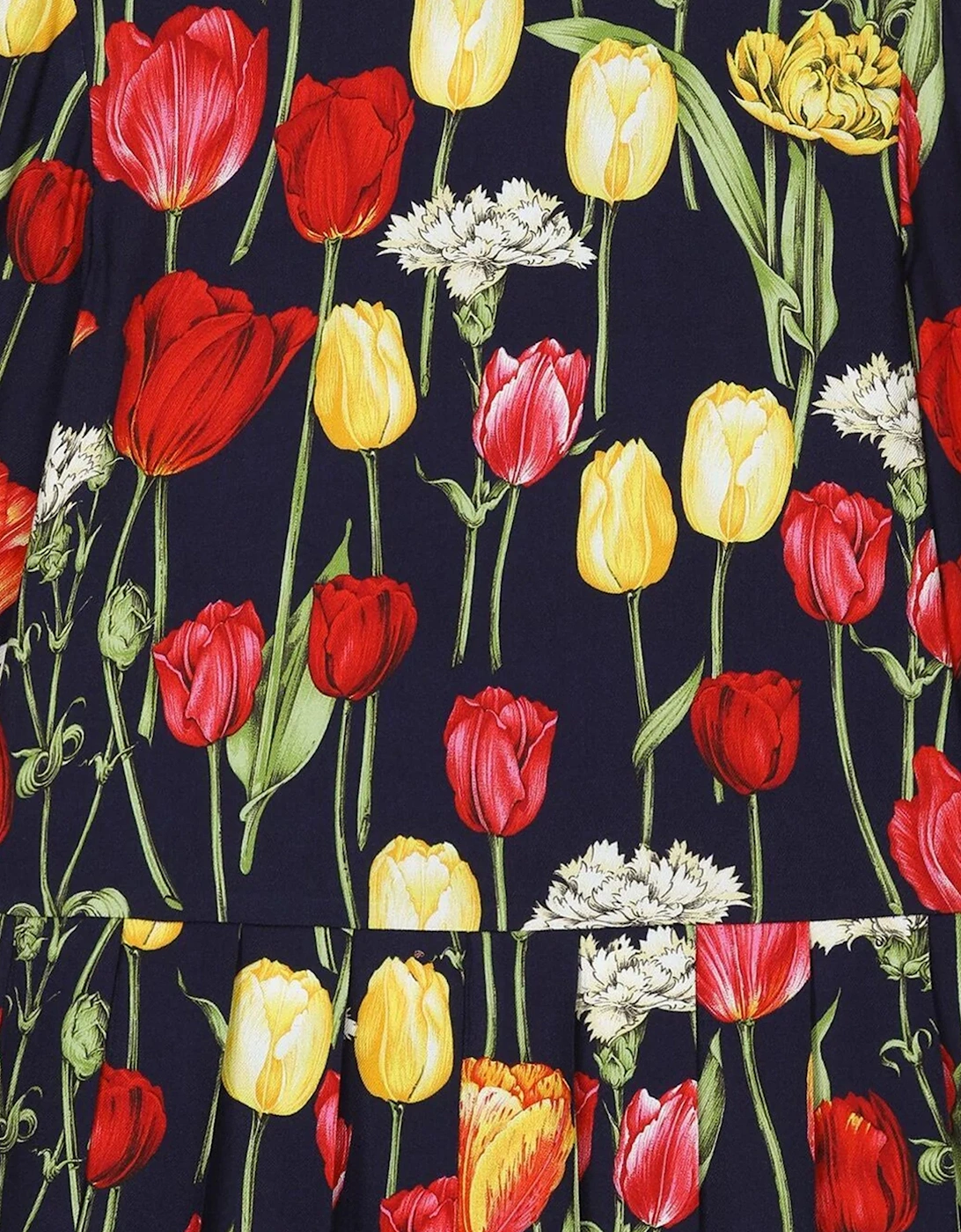 Girls Tulip Print Dress in Multicolour