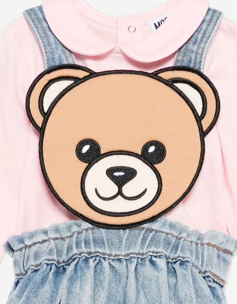 Baby Girls Bear Denim Skirt Set in Blue