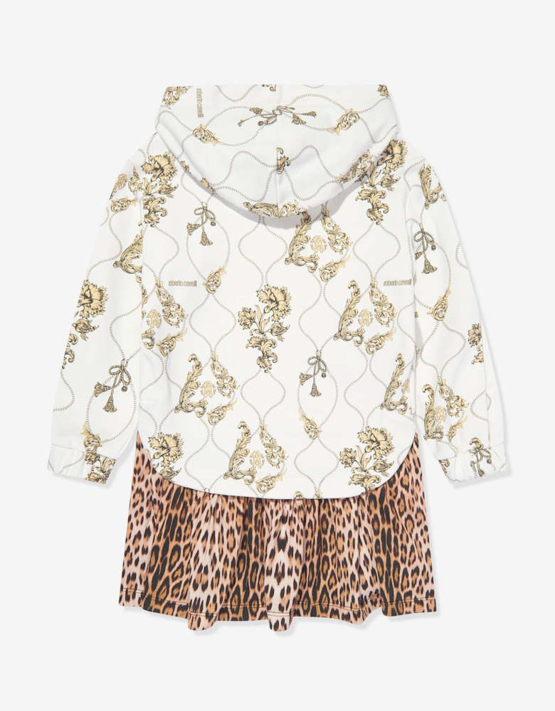Girls Arabesque Fleece Dress in White