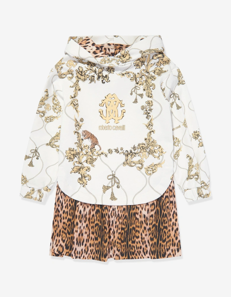 Girls Arabesque Fleece Dress in White