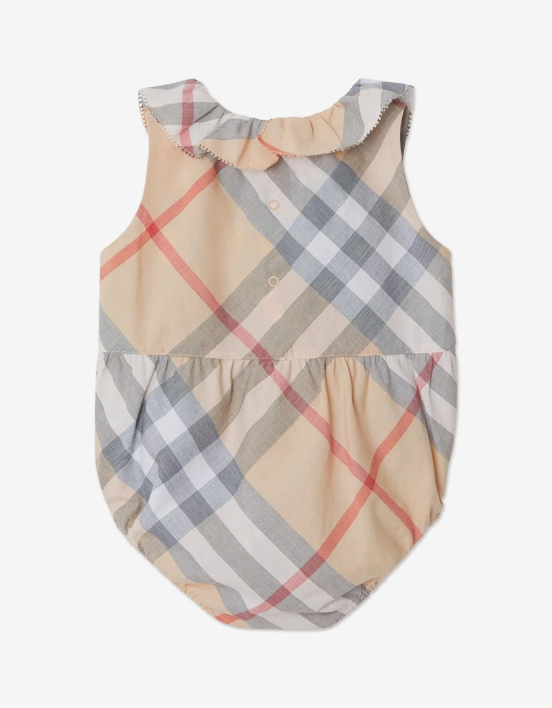 Baby Girls Check Norah Bodysuit in Beige
