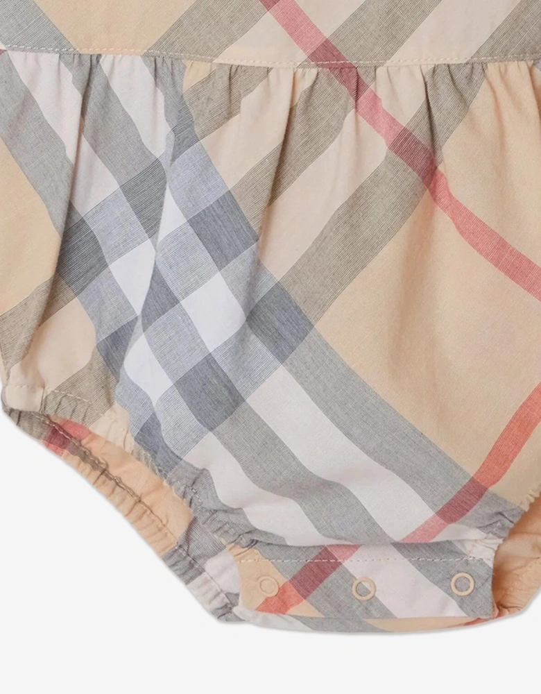 Baby Girls Check Norah Bodysuit in Beige