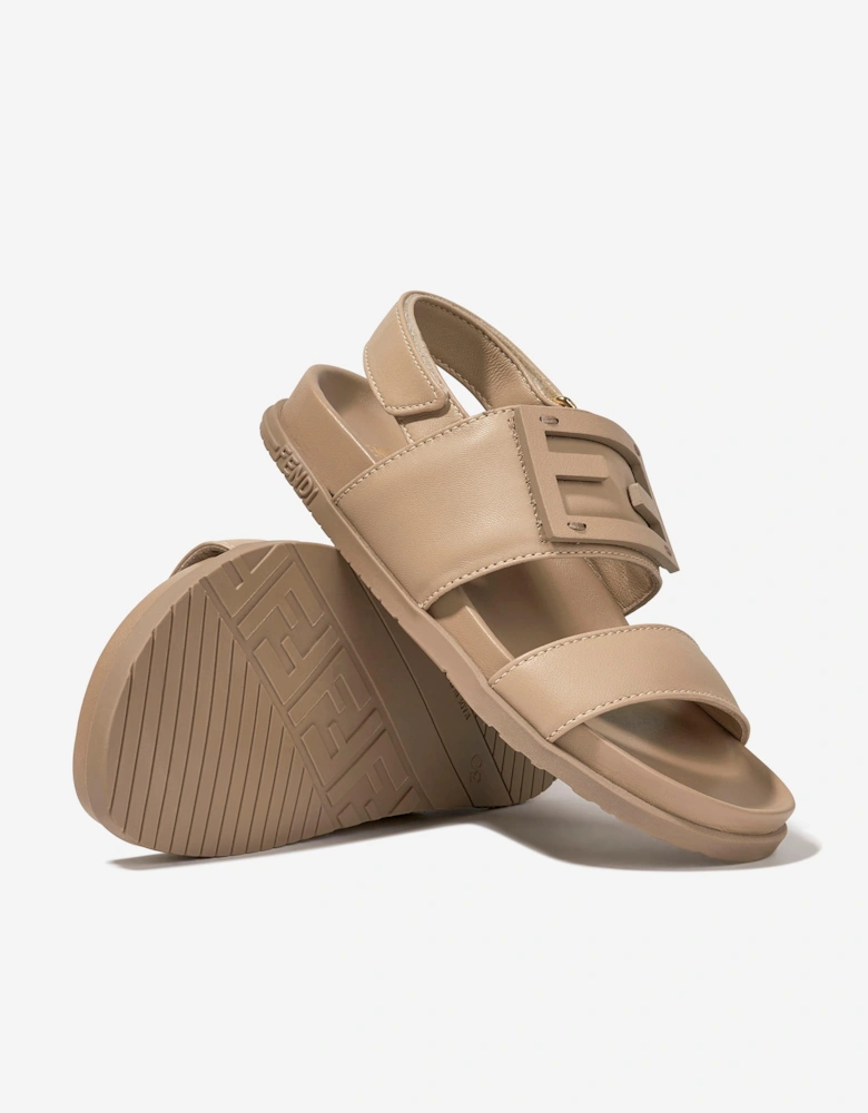 Kids FF Logo Sandals in Beige