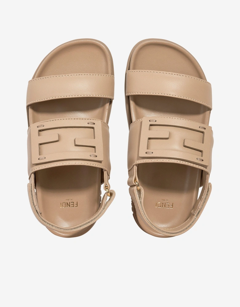 Kids FF Logo Sandals in Beige