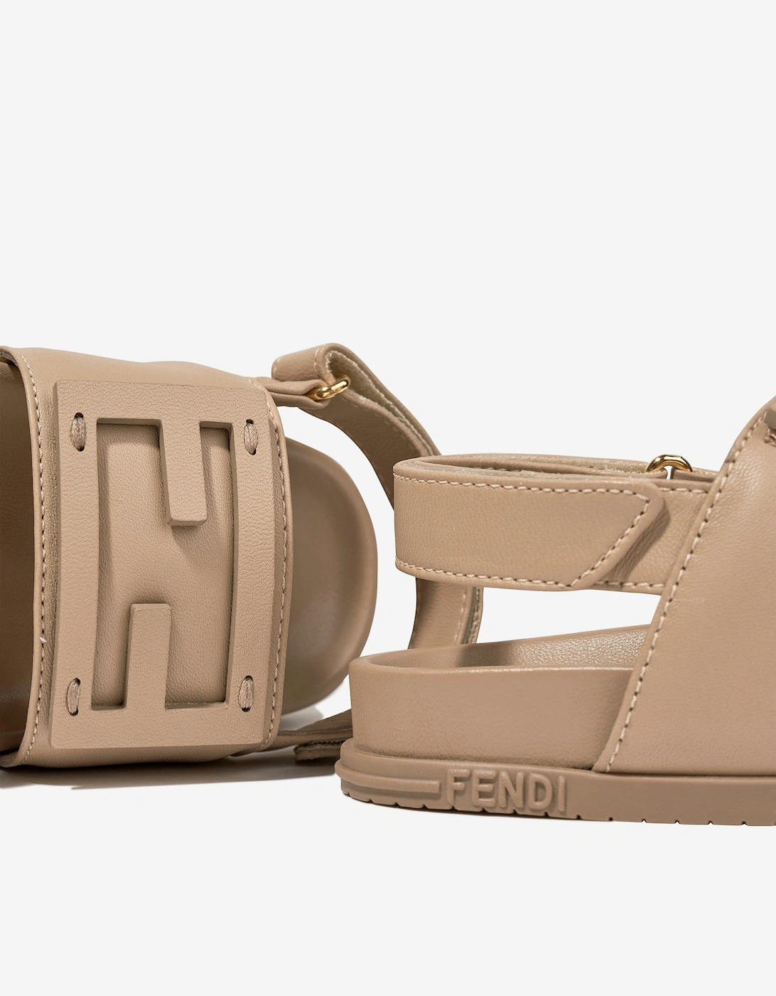Kids FF Logo Sandals in Beige
