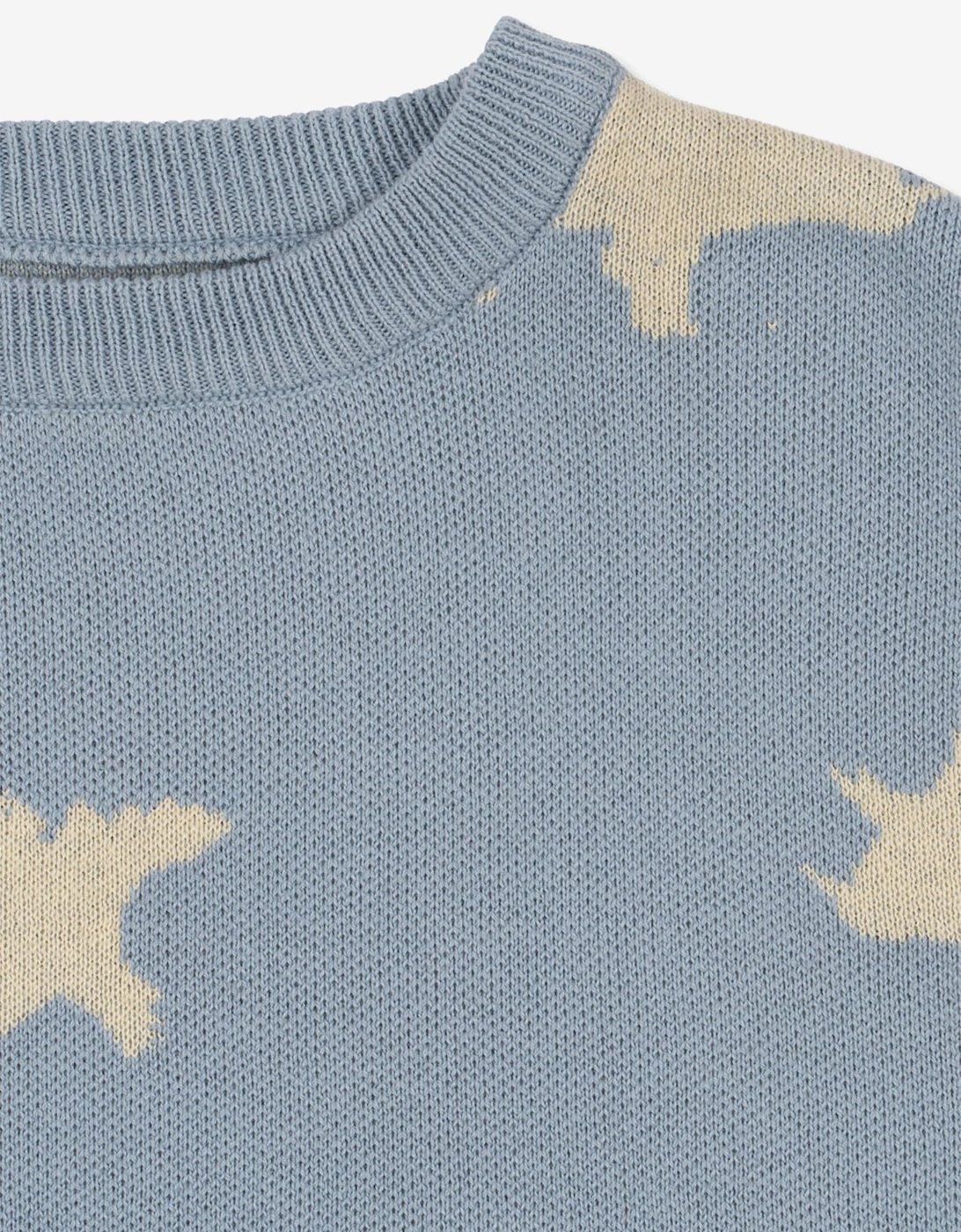 Boys Dino Lapis Knit Sweatshirt in Blue