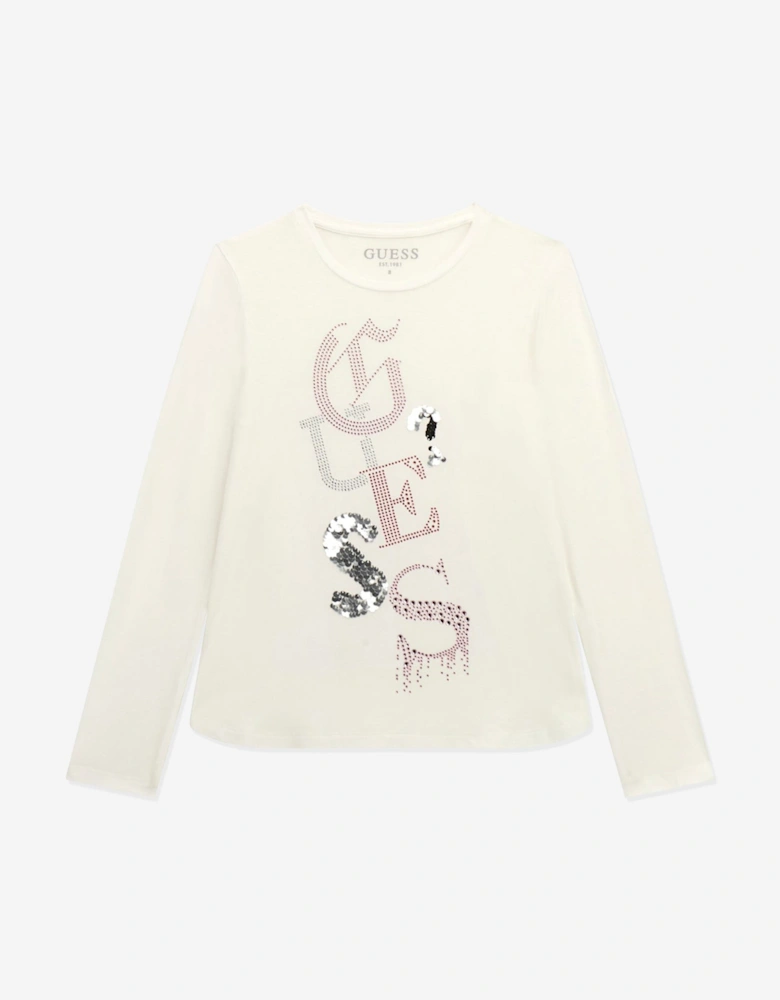 Girls Long Sleeve Logo T-Shirt in White