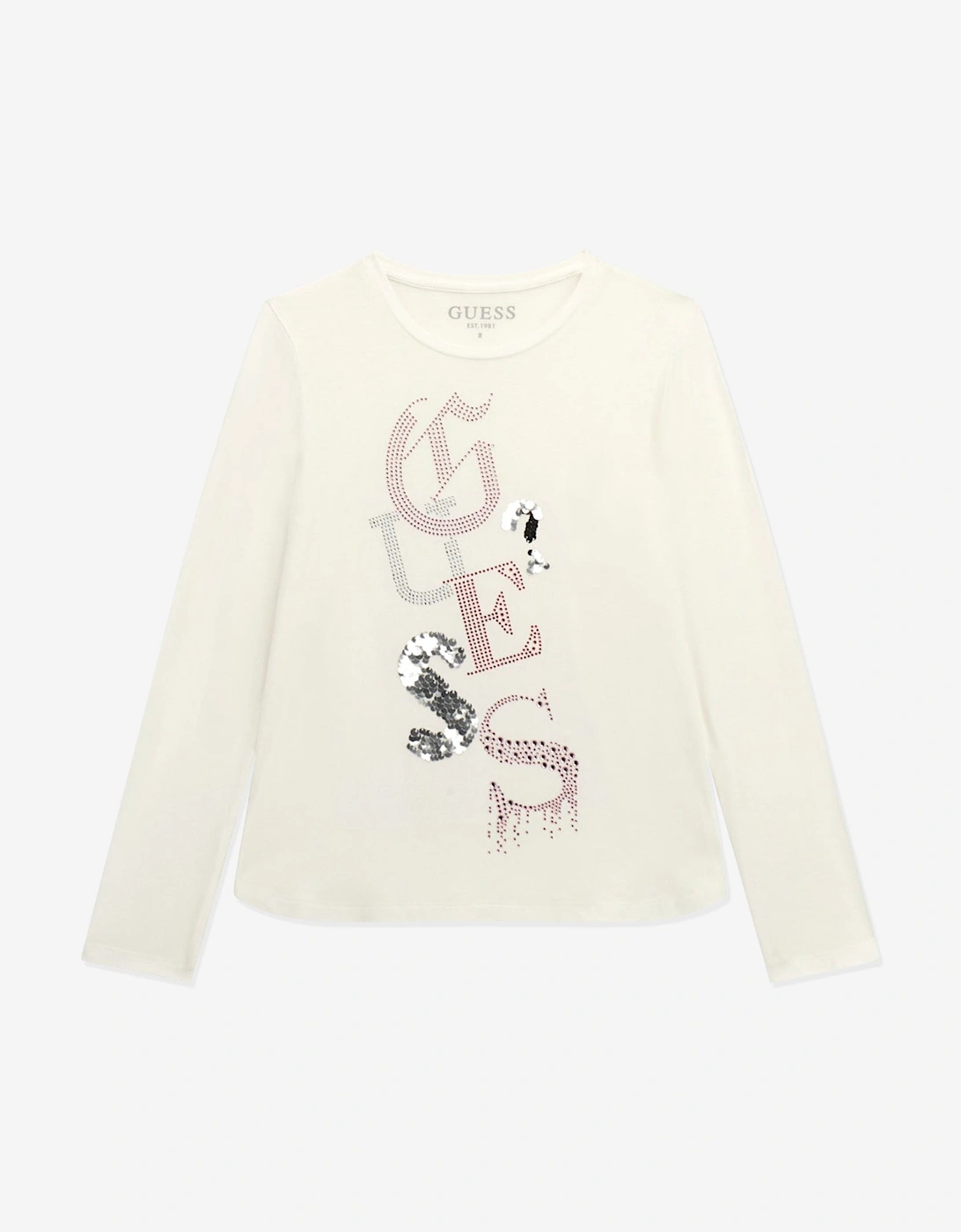Girls Long Sleeve Logo T-Shirt in White, 5 of 4