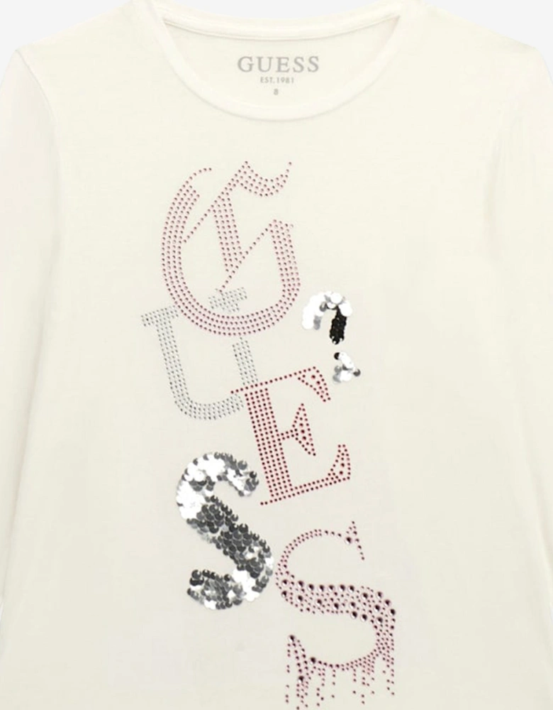 Girls Long Sleeve Logo T-Shirt in White