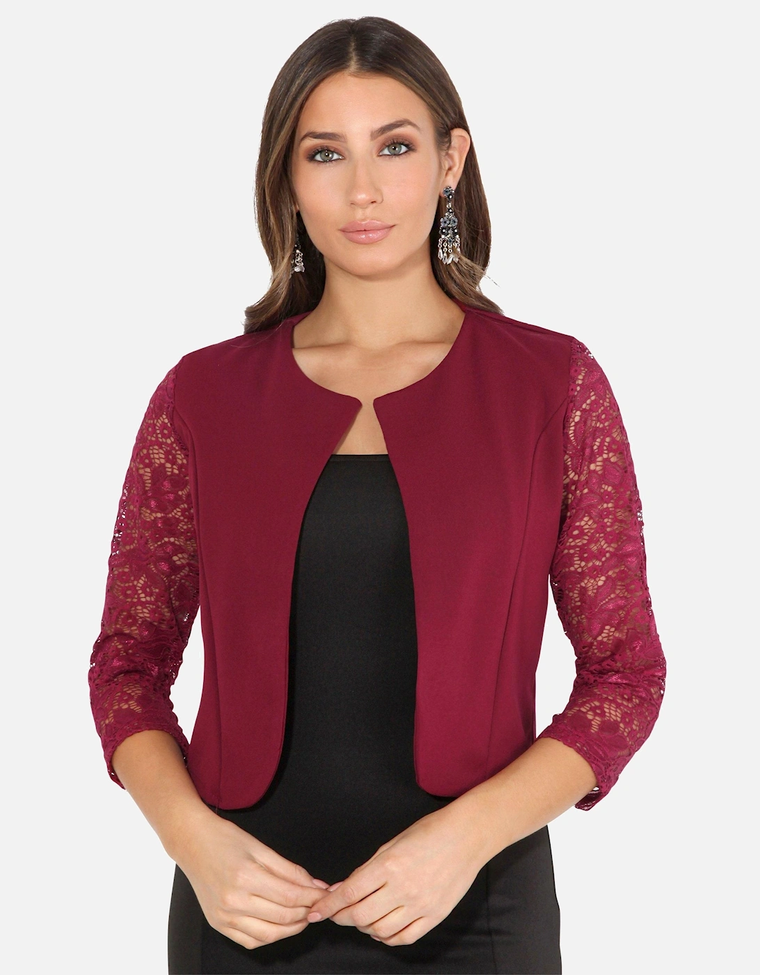 Long Lace Sleeve Cropped Evening Shrug, 2 of 1