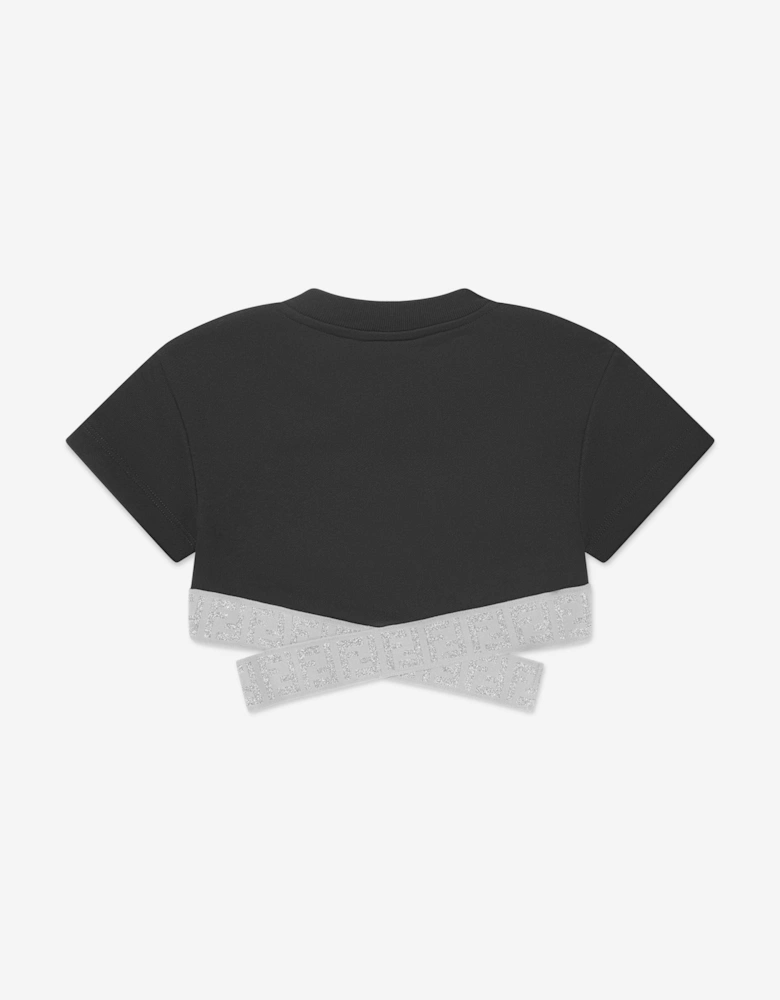 Girls Cropped FF Logo Top in Black