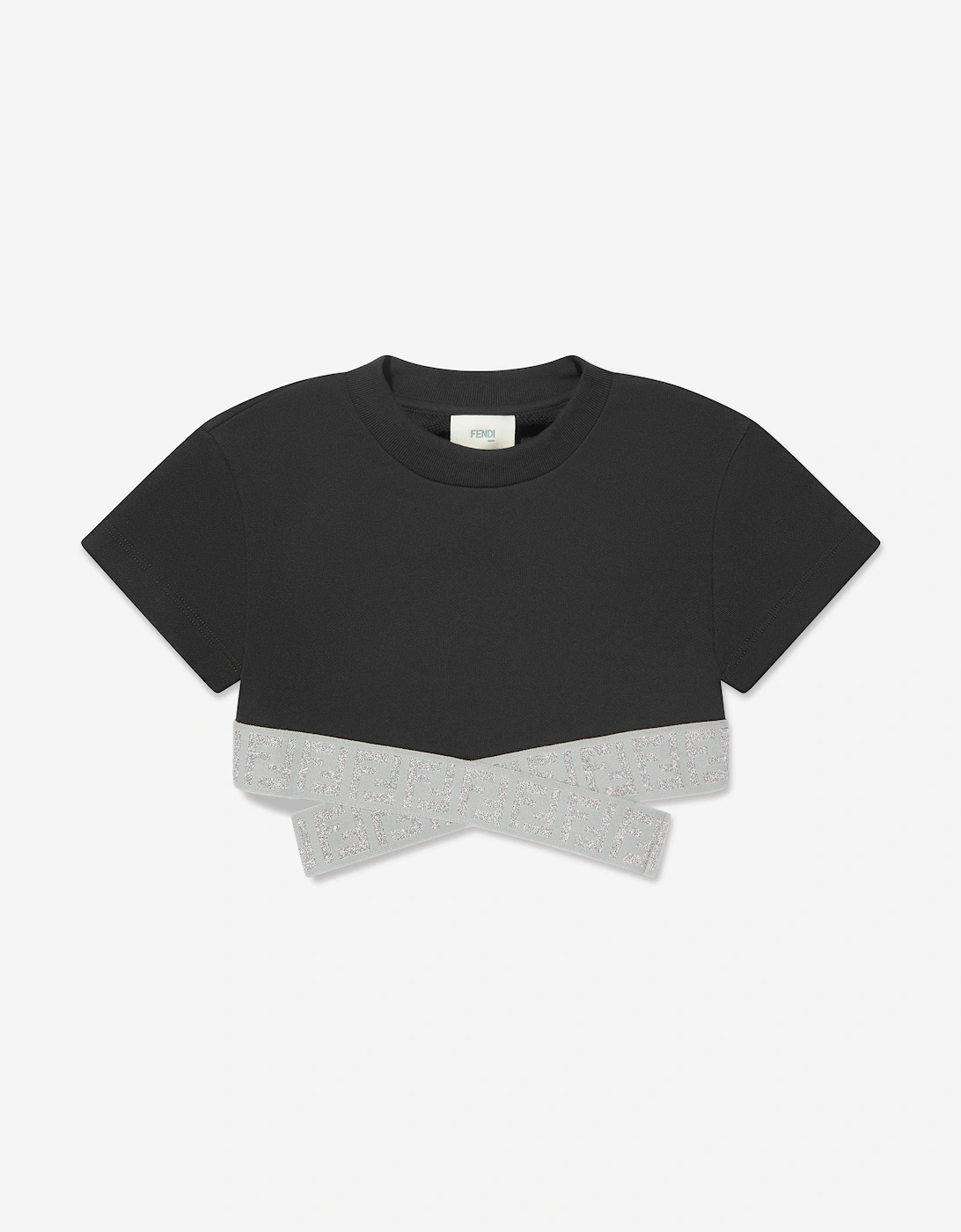 Girls Cropped FF Logo Top in Black, 5 of 4
