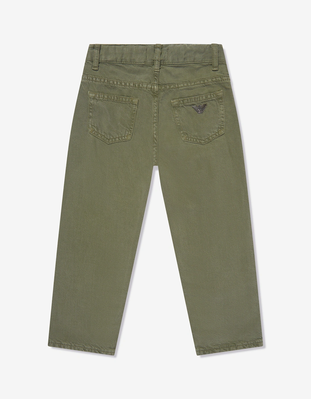 Boys Linen Blend Trousers in Green