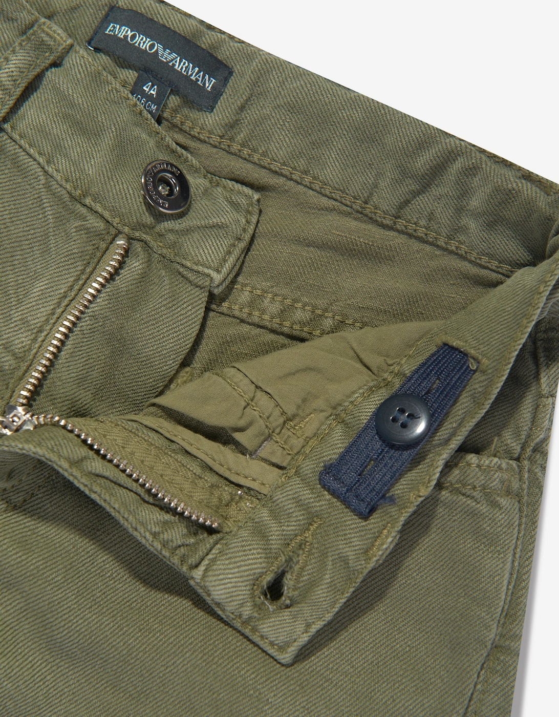 Boys Linen Blend Trousers in Green