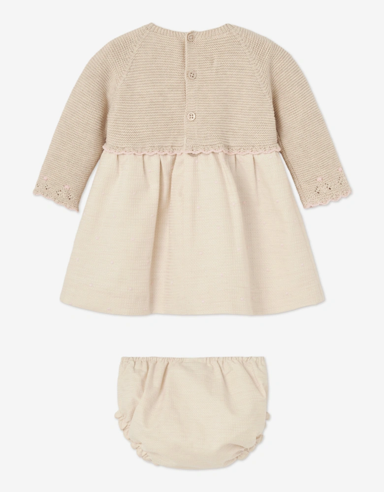 Baby Girls Dress and Bloomers Set in Beige
