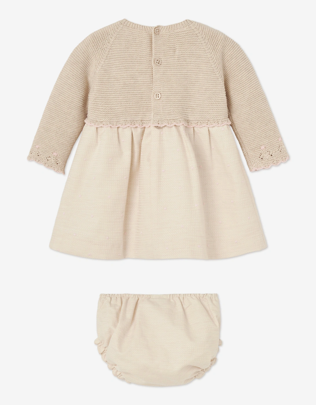 Baby Girls Dress and Bloomers Set in Beige