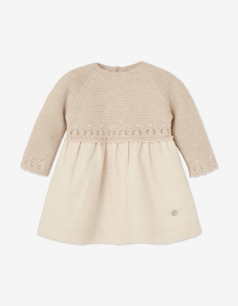 Baby Girls Dress and Bloomers Set in Beige