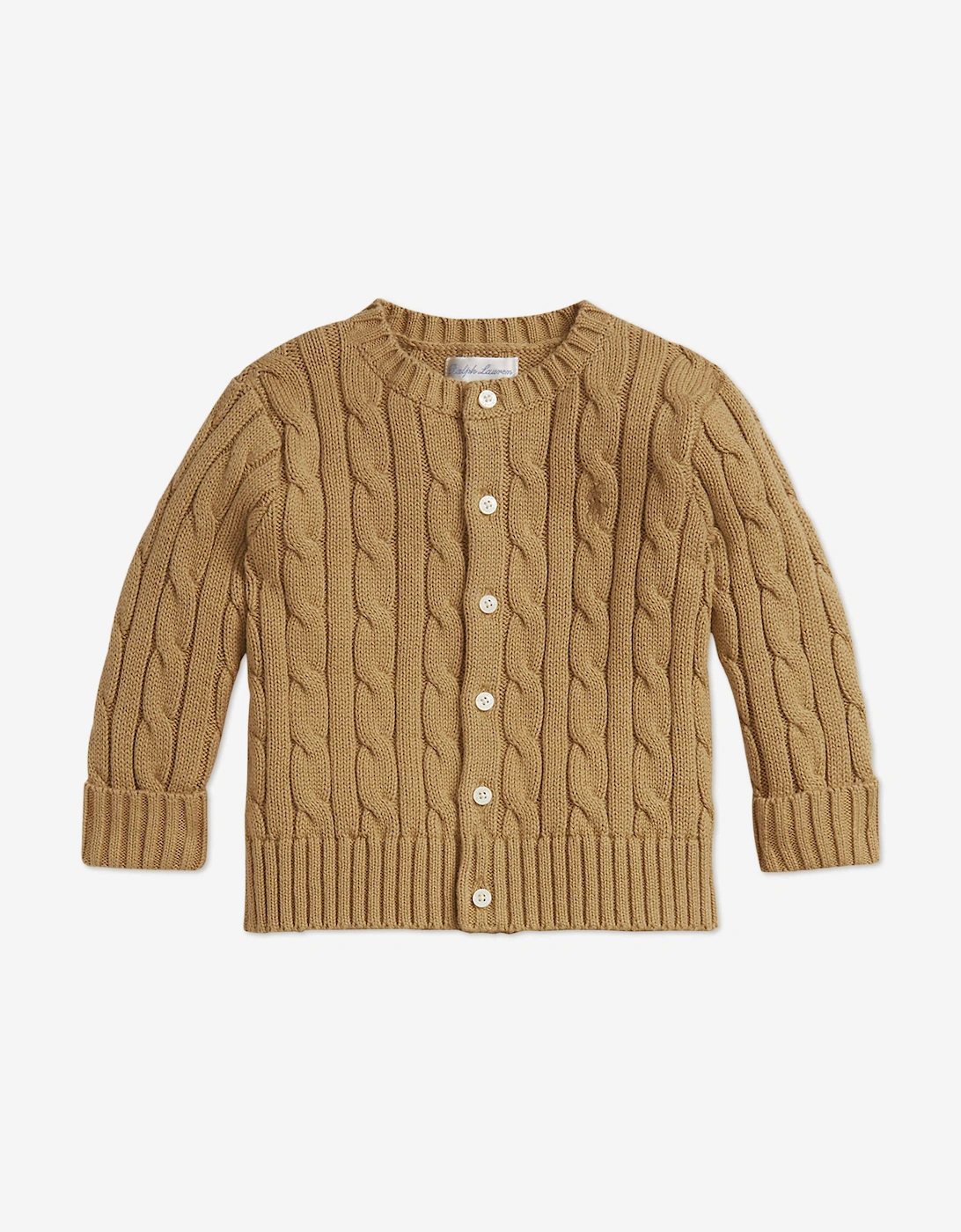 Baby Boys Cable Knit Cardigan and Trouser Set in Beige