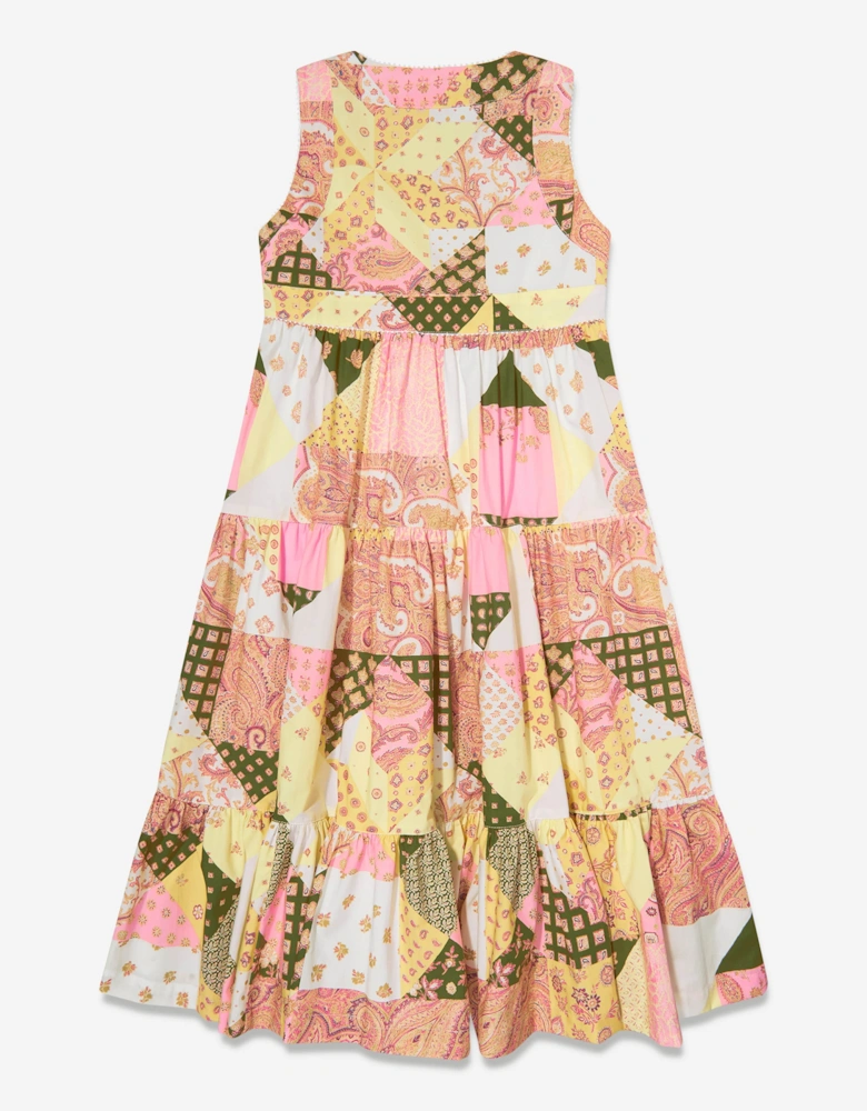 Girls Paisley Patchwork Dress in Pink