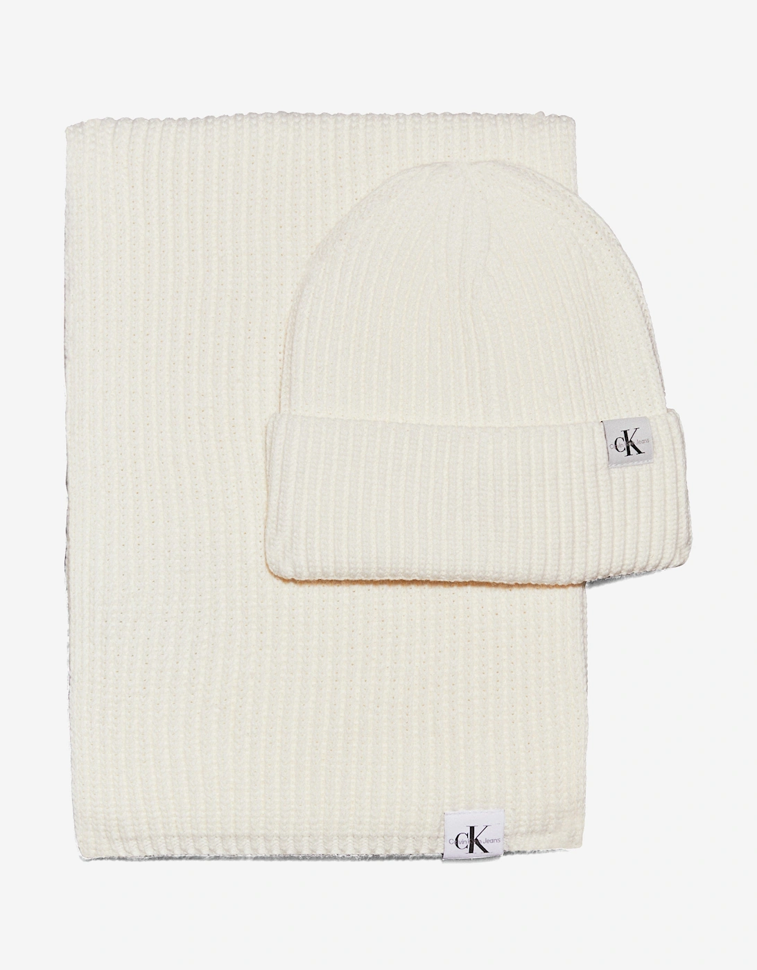 Girls Monogram Rib Scarf and Beanie Set in Ivory, 5 of 4
