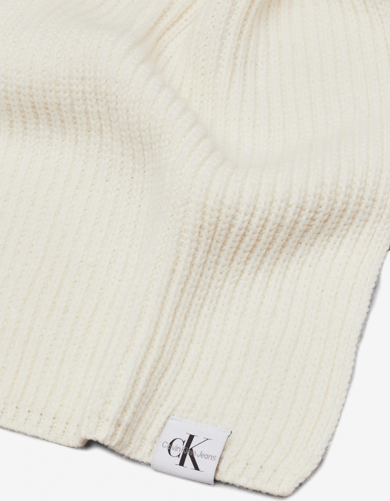 Girls Monogram Rib Scarf and Beanie Set in Ivory