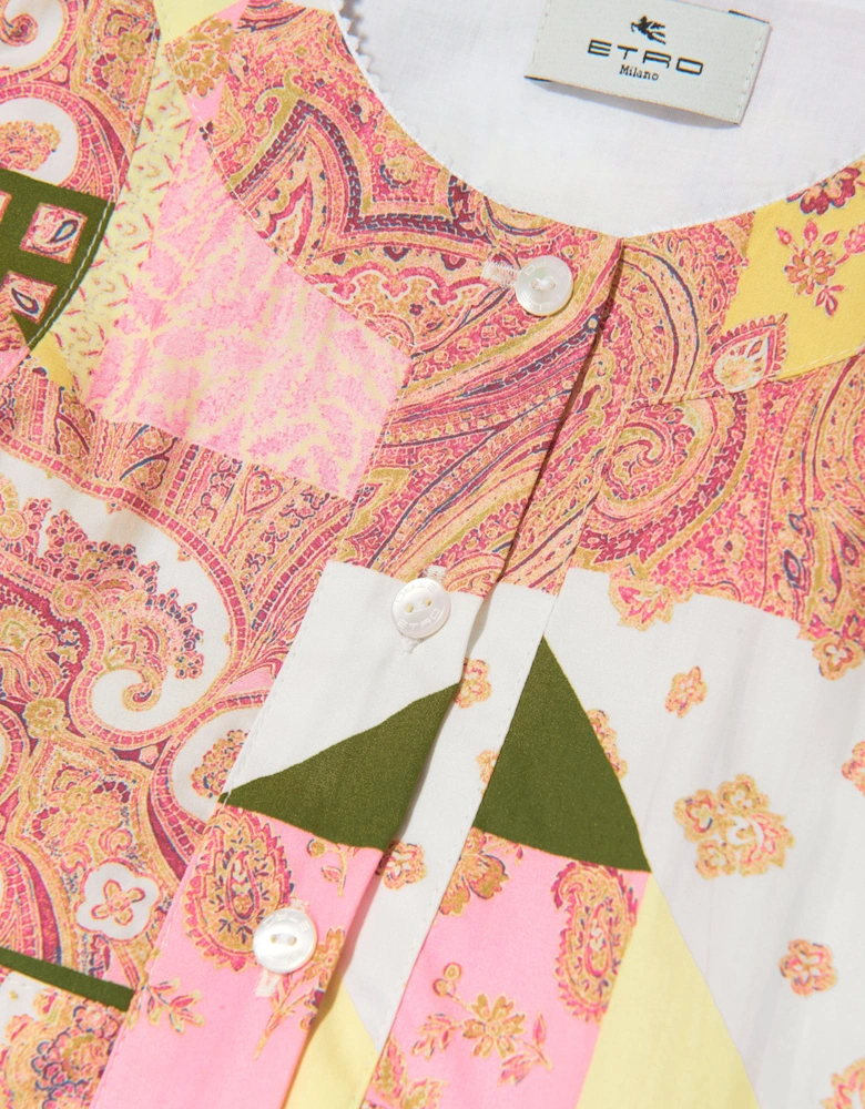 Girls Paisley Patchwork Dress in Pink