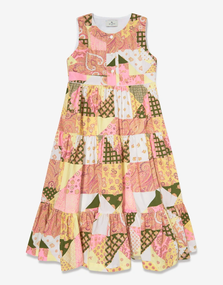 Girls Paisley Patchwork Dress in Pink