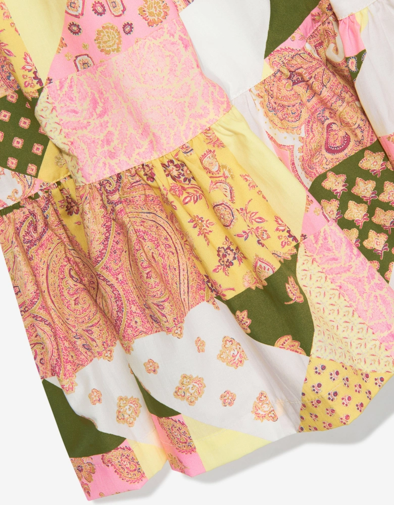 Girls Paisley Patchwork Dress in Pink