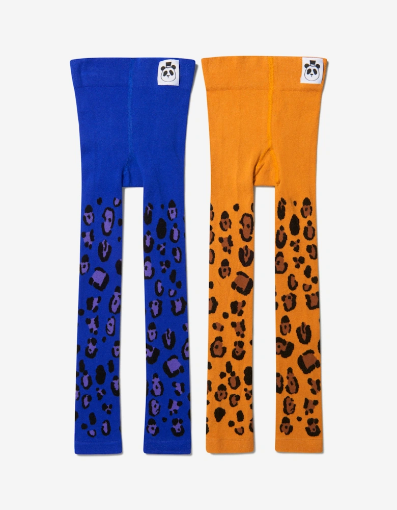Girls Organic Cotton Leopard Leggings (2 Pack) in Multicolour