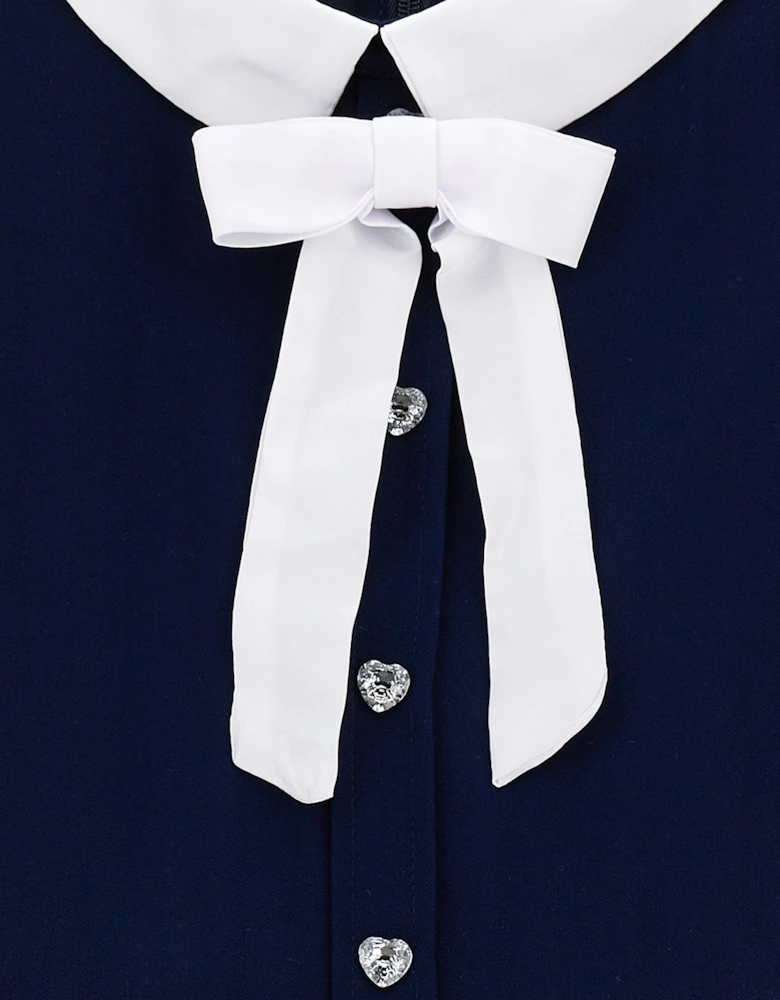 Girls Irina Twill Dress in Navy