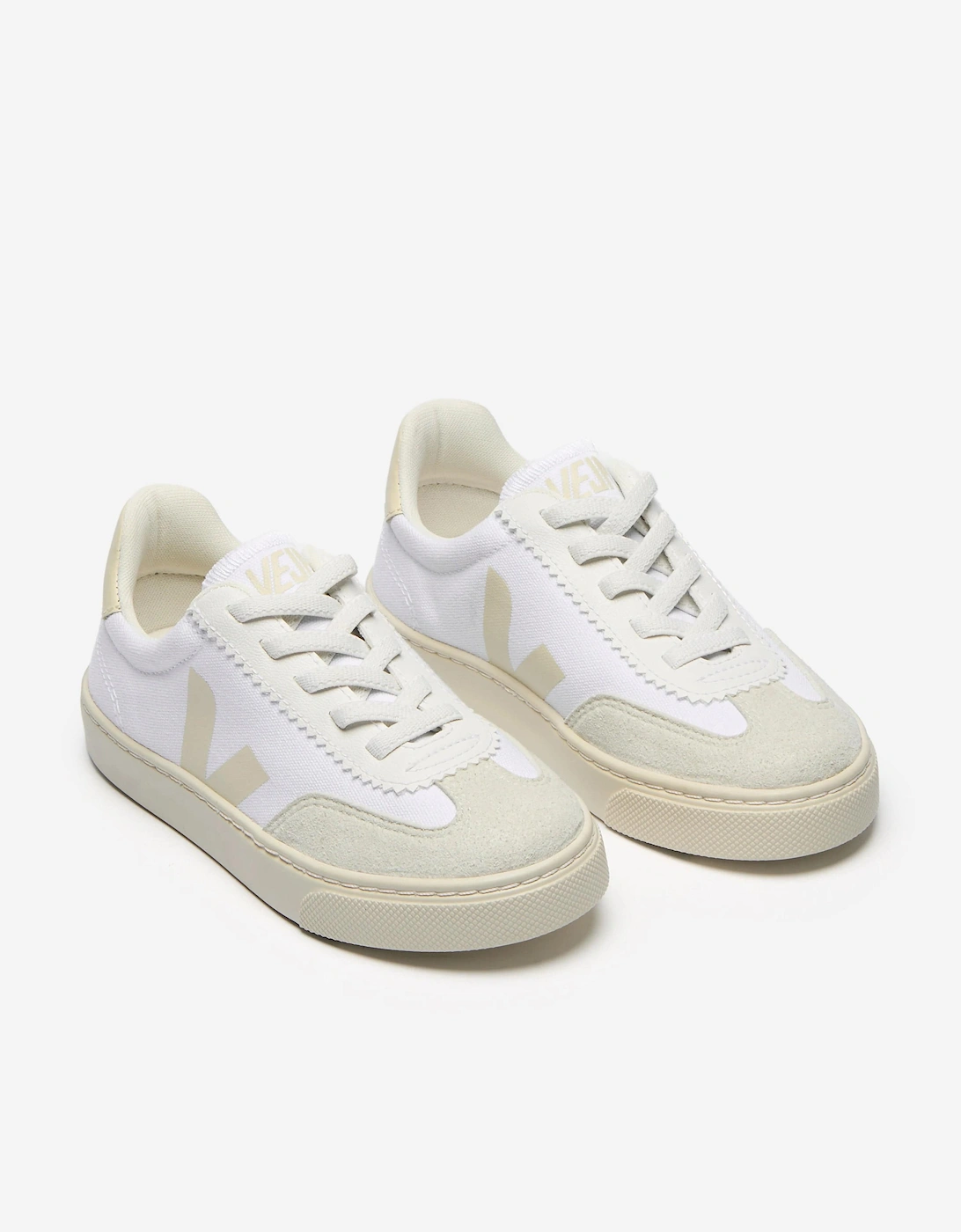 Kids Canvas Small Volley Trainers in White