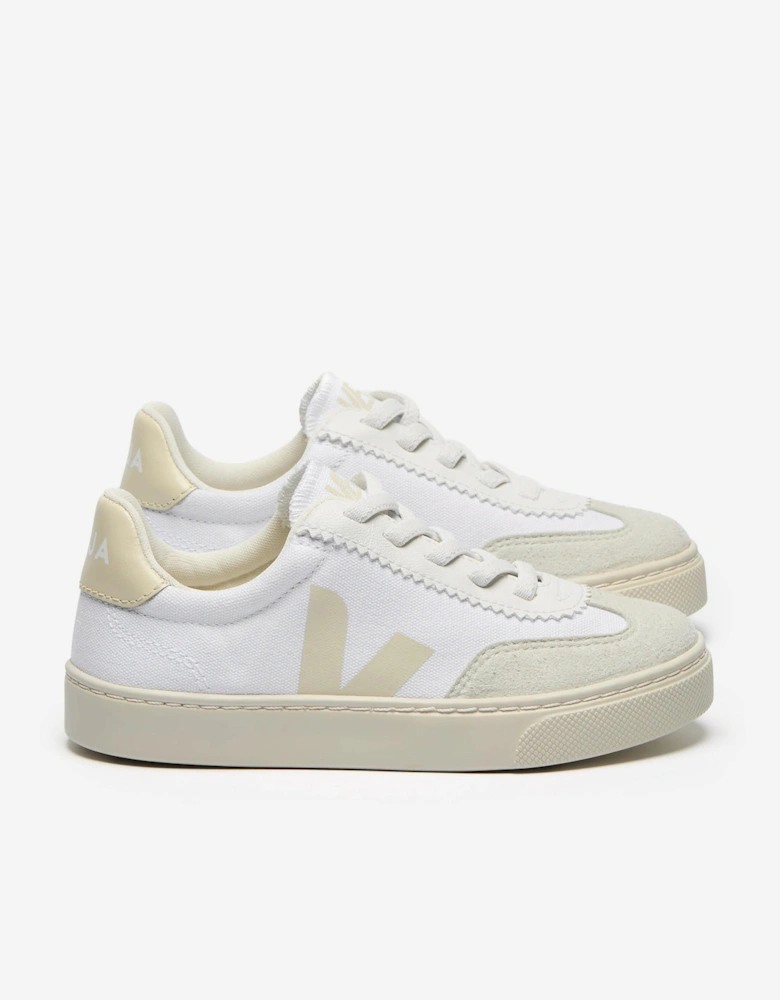 Kids Canvas Small Volley Trainers in White