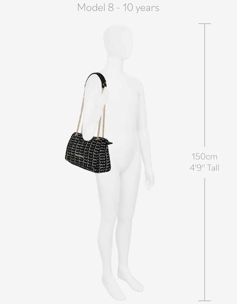 Tweed Flap Bag in Black (25.5cm)